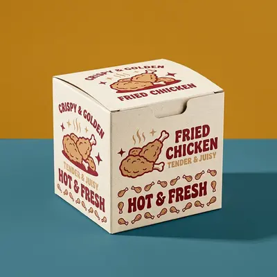 Chicken Boxes presented alongside its printed surface detail