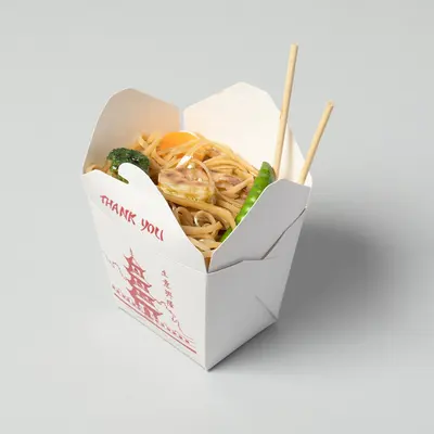 Chinese Takeout Boxes displayed with the closure detail visible