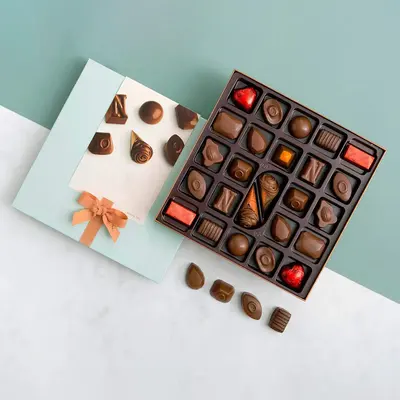 Chocolate Boxes presented alongside its printed surface detail