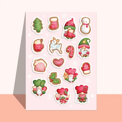 Christmas Cookie Stickers shown at an angle that reveals the depth of the pack