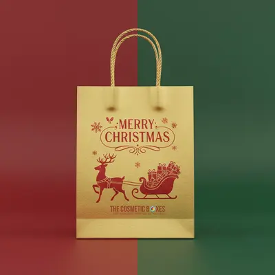 Christmas Gift Bags shown as part of a matched packaging set