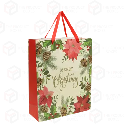 Christmas Gift Bags photographed from a second angle showing the side panel