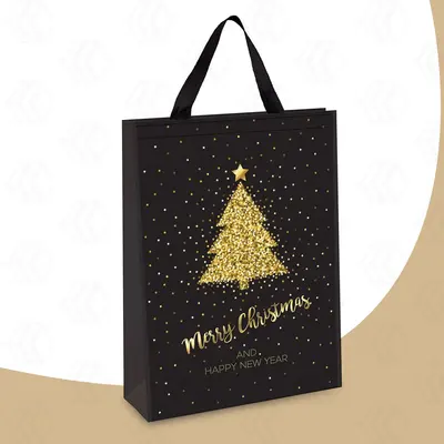 Christmas Gift Bags presented alongside its printed surface detail
