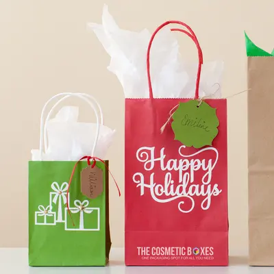 Christmas Gift Bags shown in a retail presentation setting