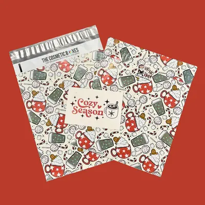Christmas Mailers photographed from a second angle showing the side panel