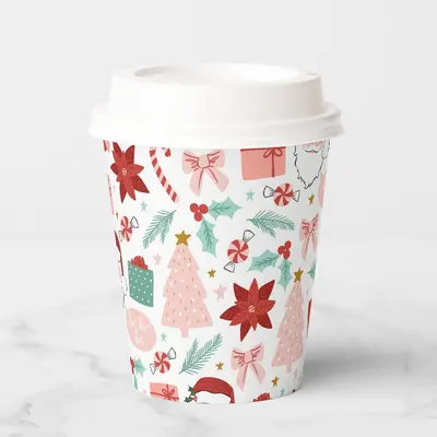 Christmas Paper Cups shown as a finished custom-printed pack