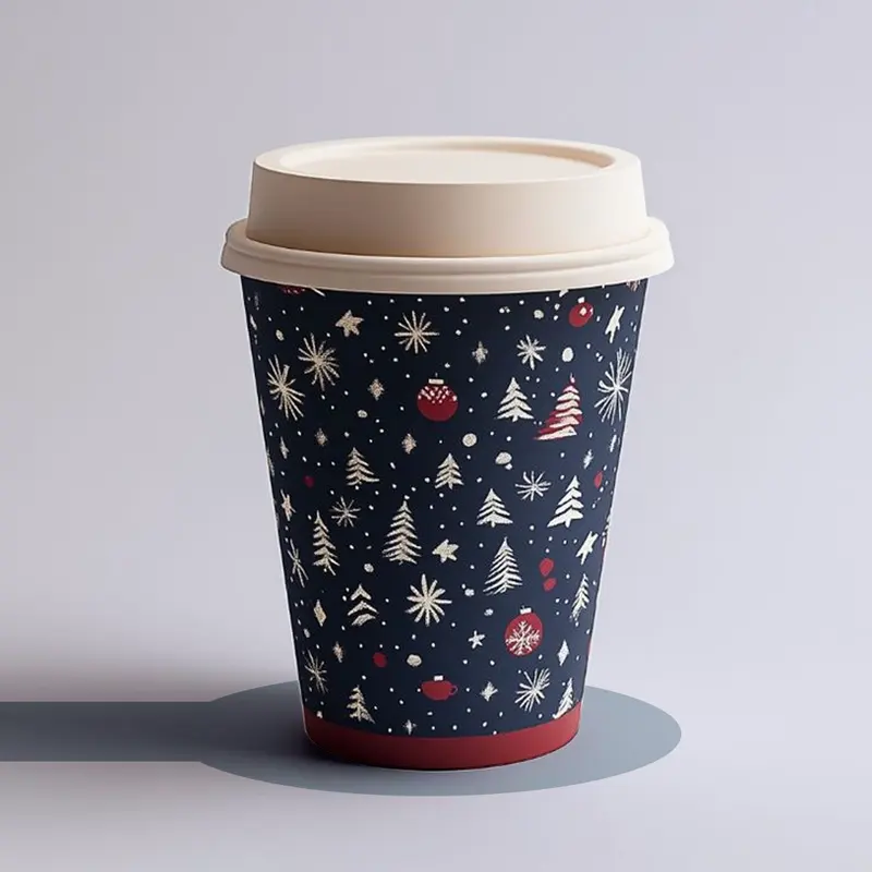 Christmas Paper Cups produced as custom printed cups