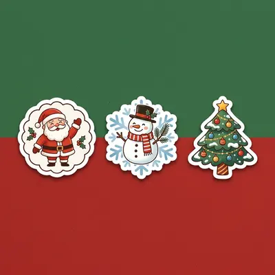 Christmas Stickers photographed to show the finish across the panel