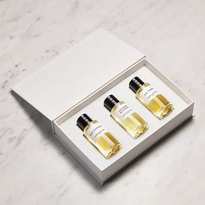 Cologne Boxes photographed from a second angle showing the side panel