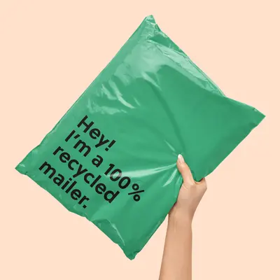 Compostable Mailers photographed from a second angle showing the side panel