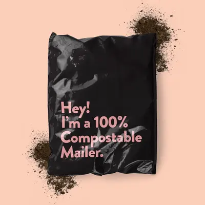 Compostable Mailers shown at an angle that reveals the depth of the pack