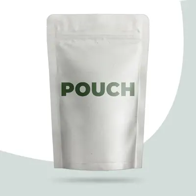 Compostable Stand Up Pouches shown as a finished custom-printed pack