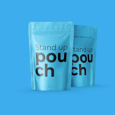 Compostable Stand Up Pouches photographed to show the finish across the panel