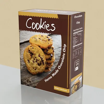 Cookie Boxes photographed from a second angle showing the side panel