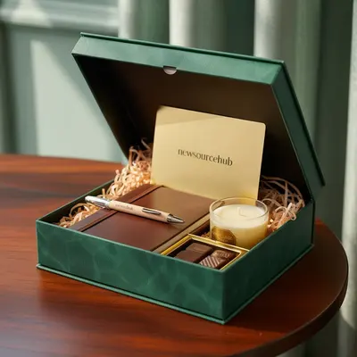 Corporate Gift Boxes shown as a finished custom-printed pack