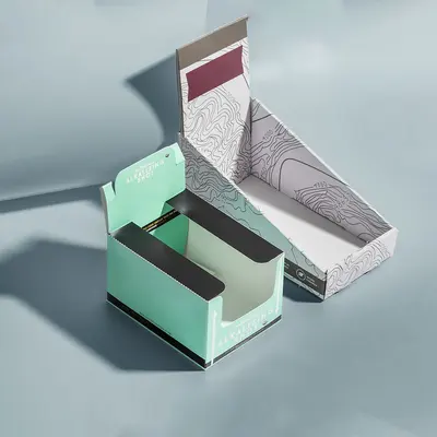 Corrugated Display Boxes photographed to show the finish across the panel