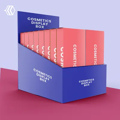 Cosmetic Display Boxes presented alongside its printed surface detail