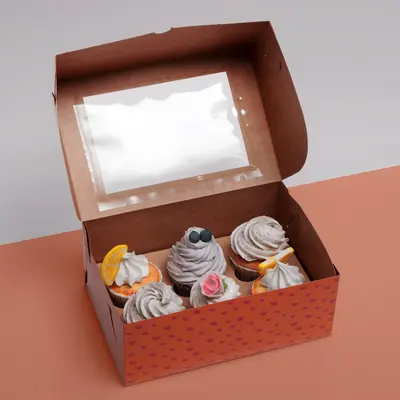 Cupcake Boxes shown at an angle that reveals the depth of the pack