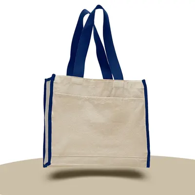 Custom Canvas Tote Bags photographed from a second angle showing the side panel