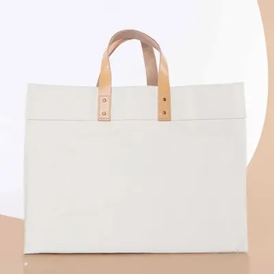 Custom Canvas Tote Bags shown at an angle that reveals the depth of the pack