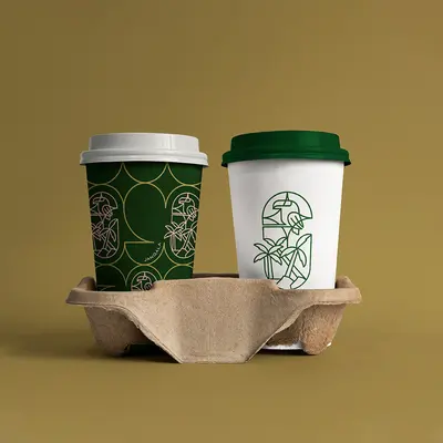 Custom Coffee Cups photographed from a second angle showing the side panel