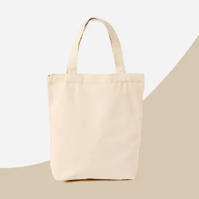 Custom Cotton Tote Bags photographed from a second angle showing the side panel