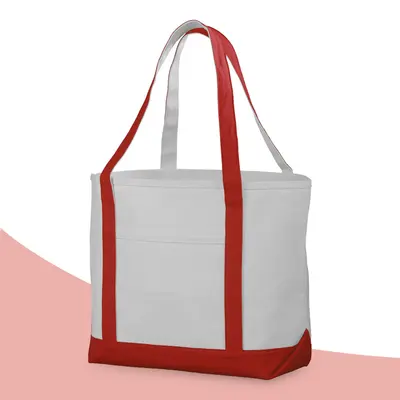 Custom Cotton Tote Bags shown at an angle that reveals the depth of the pack
