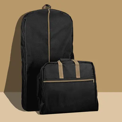 Custom Garment Bags photographed from a second angle showing the side panel
