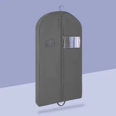 Custom Garment Bags displayed with the closure detail visible