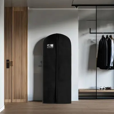 Custom Garment Bags presented alongside its printed surface detail