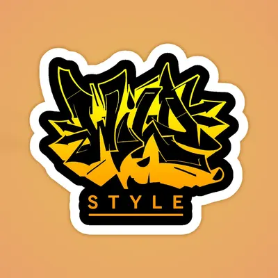 Custom Graffiti Stickers photographed from a second angle showing the side panel