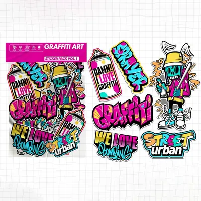 Custom Graffiti Stickers displayed with the closure detail visible