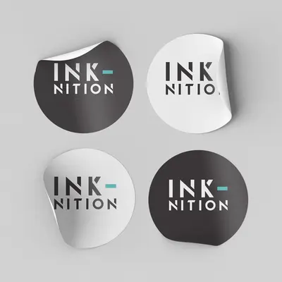 Custom Ink Stickers shown at an angle that reveals the depth of the pack