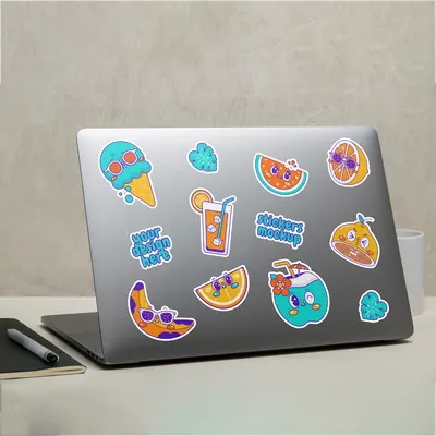 Custom Ink Stickers presented alongside its printed surface detail