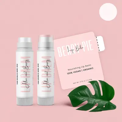 Custom Lip Balm Labels displayed with the closure detail visible