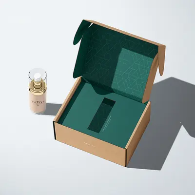 Custom Mailer Boxes with Inserts presented alongside its printed surface detail