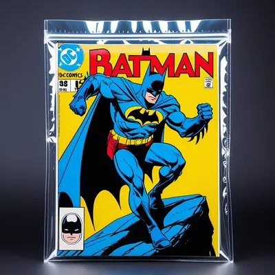 Custom Mylar Comic Bags displayed with the closure detail visible