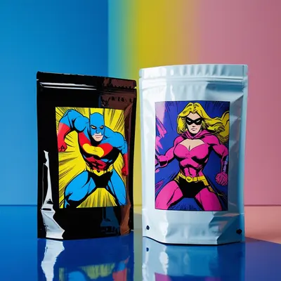 Custom Mylar Comic Bags shown at an angle that reveals the depth of the pack