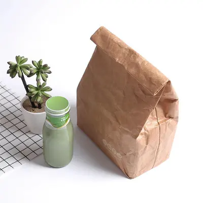 Custom Paper Lunch Bags presented alongside its printed surface detail