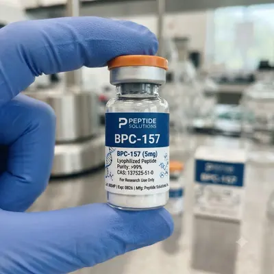 Custom Peptide Vial Labels displayed with the closure detail visible