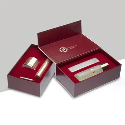 Custom Perfume Boxes with Inserts presented alongside its printed surface detail