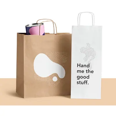 Custom Personalized Paper Bags shown as a finished custom-printed pack