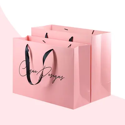 Custom Personalized Paper Bags photographed from a second angle showing the side panel