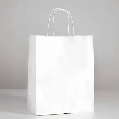 Custom Personalized Paper Bags shown at an angle that reveals the depth of the pack