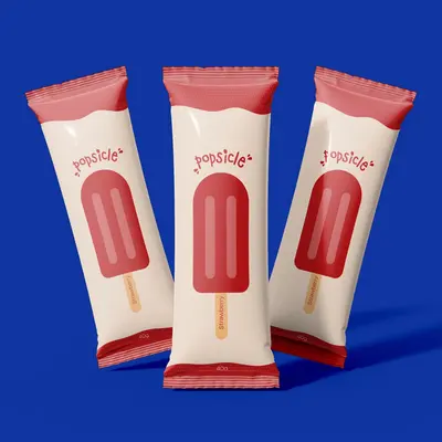 Custom Popsicle Bags presented alongside its printed surface detail