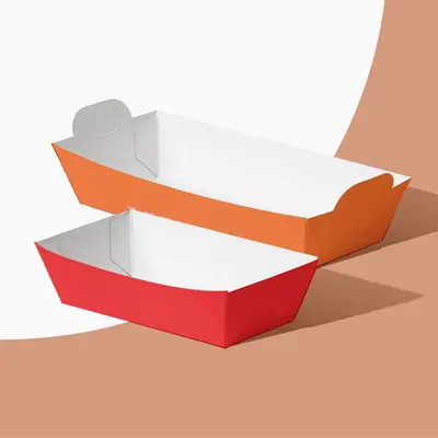 Custom Printed Food Trays shown at an angle that reveals the depth of the pack