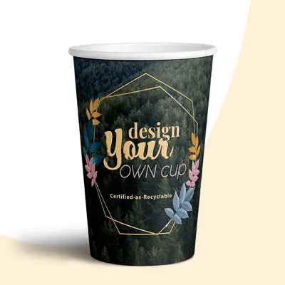 Custom Single Wall Paper Cups presented alongside its printed surface detail