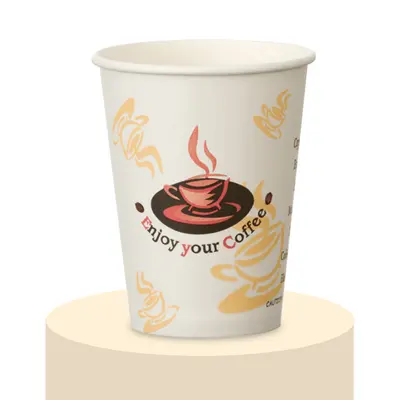 Custom Single Wall Paper Cups photographed to show the finish across the panel