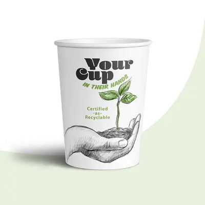Custom Single Wall Paper Cups shown in a retail presentation setting