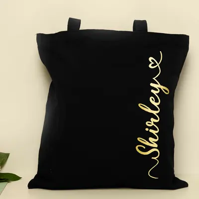 Custom Tote Bags photographed from a second angle showing the side panel